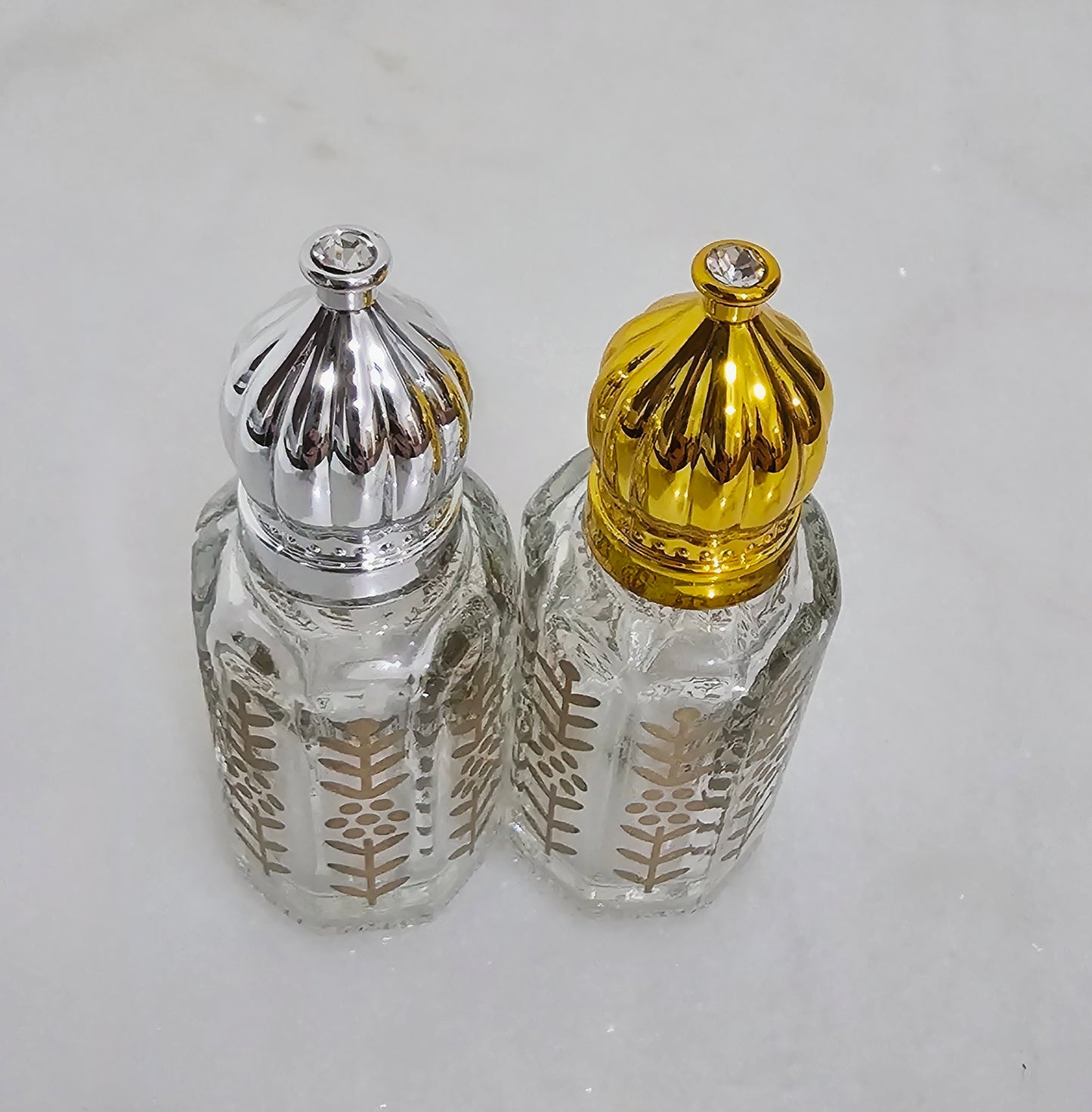 12ml Luxury Dome Cap Glass Perfume Bottle – Gold & Silver Edition, Set of 12