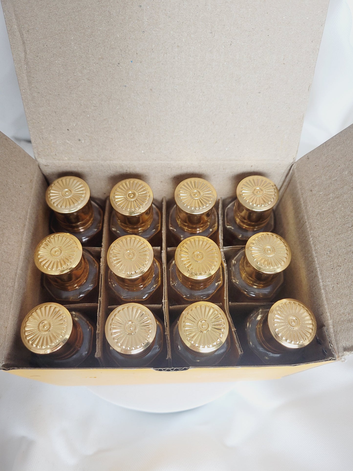 12pcs Gold Printed Empty Glass Bottles