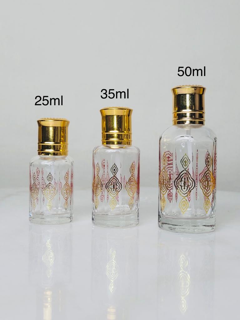 12pcs Gold Printed Empty Glass Bottles