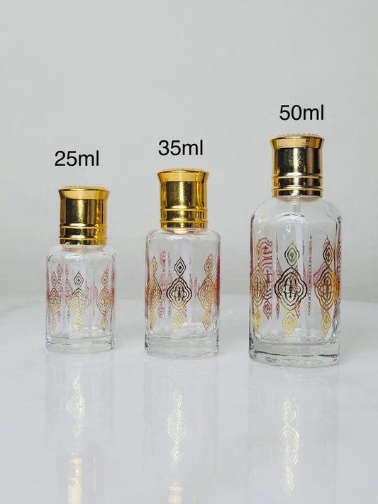 12pcs Gold Printed Empty Glass Bottles