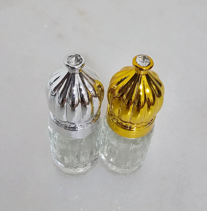 3ml Luxury Dome Cap Glass Perfume Bottle – Gold & Silver Edition, Set of 12