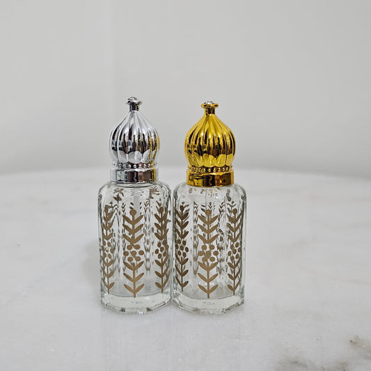 12ml Luxury Dome Cap Glass Perfume Bottle – Gold & Silver Edition, Set of 12