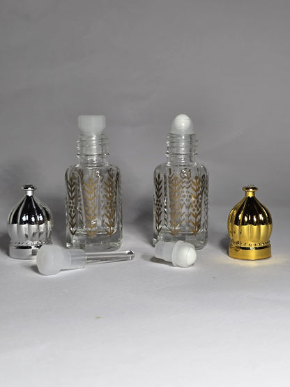 6ml Luxury Dome Cap Glass Perfume Bottle – Gold & Silver Edition, Set of 12