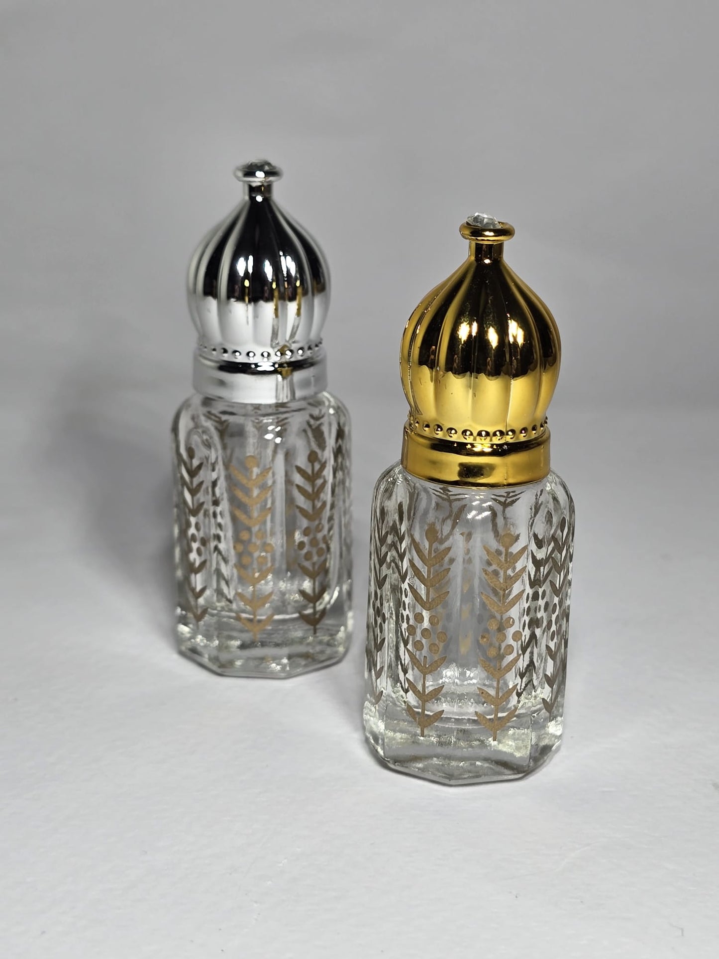 6ml Luxury Dome Cap Glass Perfume Bottle – Gold & Silver Edition, Set of 12